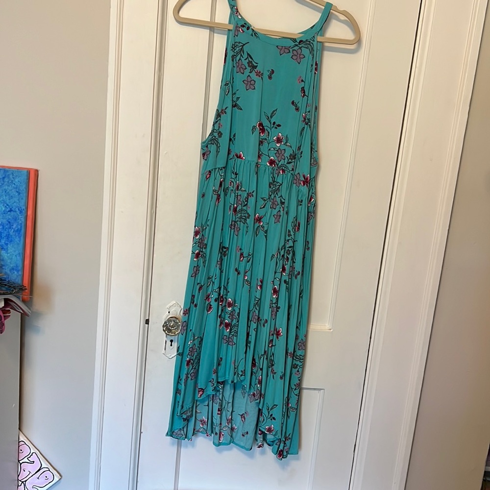 Teal floral dress